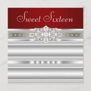 Invitación Diamantes Perlas Rubí Cumpleaños Dulces Dieciséis