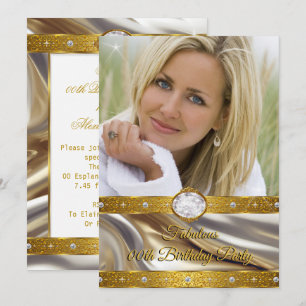 Invitación Diamantes Plata Oro Foto Cumpleaños Fabuloso