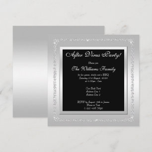 Invitación Diamantes Románticos Plateados "Fiesta Después del