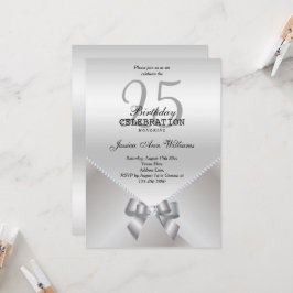 Invitación Diamantes románticos y arco de plata Cumpleaños 25