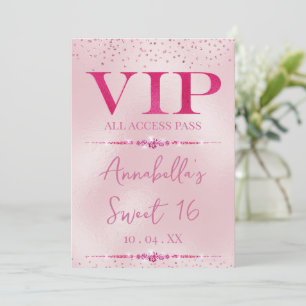 Invitación Diamantes Rosados Glamurosos VIP