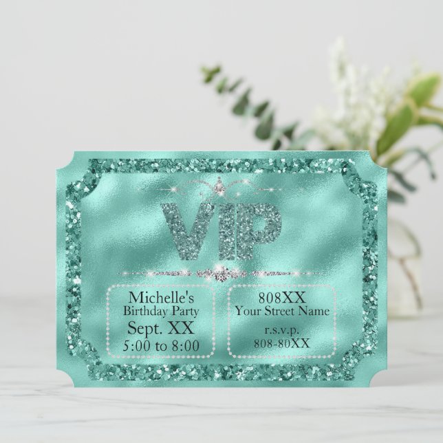Invitación Diamantes rosados y dorados calientes y boletos de (Anverso de pie)