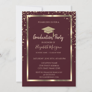 Invitación Diamantes Tocado de Graduación de Oro Graduación B