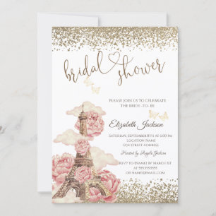Invitación Diamantes Torre Eiffel Peonías Mariposa