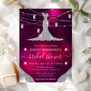 Invitación Diamantes, Vestido y Frascos de Mason Glam Llamada