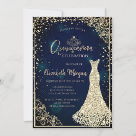 Invitación Diamantes Vestidos de la Marina Tiara Azul Quincea