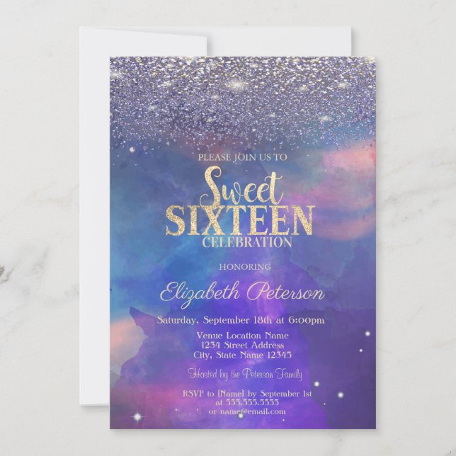Invitación Diamantes Violeta Modernos Salpicadura de Pintura  (Anverso)