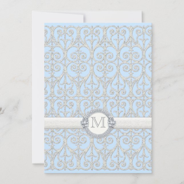 Invitación Diamantes y aspecto de encaje, duchas de parejas (Anverso)