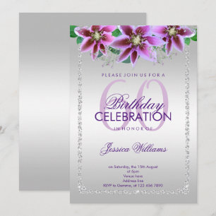 Invitación Diamantes y flores de lujo