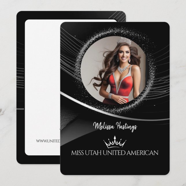 Invitación Diamond Dust Premium Pageant Promo Card (Anverso / Reverso)