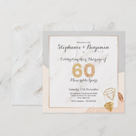 Invitación Diamond Glitter 60º Aniversario de Boda Elegante
