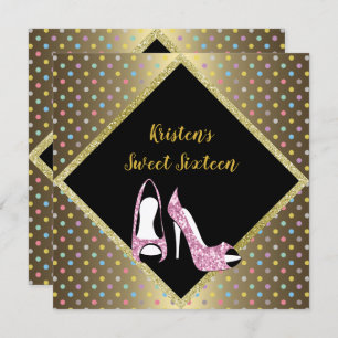 Invitación DIAMOND HIGH HEEL SWEET DIECISÉIS SPOT Gold