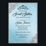 Invitación Diamond Lace Sparkle Blue Sweteen<br><div class="desc">Dulce invitaciones más elegantes en la Pequeña Tienda Bayleigh</div>
