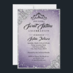 Invitación Diamond Lace Sparkle Morple Silver Sweet 16<br><div class="desc">Dulce invitaciones más elegantes en la Pequeña Tienda Bayleigh</div>