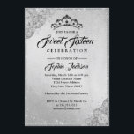 Invitación Diamond Lace Sparkle Silver Sweet 16<br><div class="desc">Dulce invitaciones más elegantes en la Pequeña Tienda Bayleigh</div>