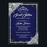 Invitación Diamond Lace Sparkle Tiara Navy Sweet 16<br><div class="desc">Dulce invitaciones más elegantes en la Pequeña Tienda Bayleigh</div>