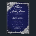 Invitación Diamond Lace Sparkle Tiara Navy Sweet 16<br><div class="desc">Dulce invitaciones más elegantes en la Pequeña Tienda Bayleigh</div>