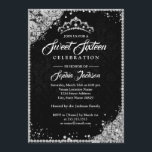 Invitación Diamond Lace Sparkle Tiara Plata Dulce negro 16<br><div class="desc">Dulce invitaciones más elegantes en la Pequeña Tienda Bayleigh</div>
