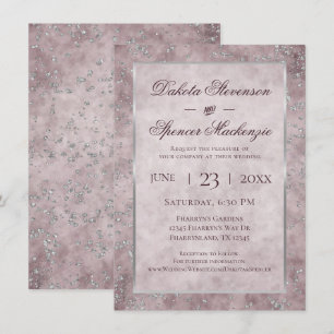 Invitación Diamond Sparkle Boda de Mauve y Silver Purpurina