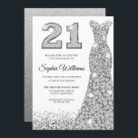 Invitación Diamond Sparkle Purpurina Vestido 21 Fiesta de cum<br><div class="desc">Diamond Sparkle Purpurina Vestido 21ª fiesta de cumpleaños Variaciones a la invitación y artículos coincidentes en nuestra tienda</div>