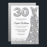 Invitación Diamond Sparkle Purpurina Vestido 30 Fiesta de cum<br><div class="desc">Purpurina Diamond Silver Sparkle Vestido 30º cumpleaños Invitación a la invitación y artículos coincidentes en nuestra tienda</div>