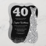 Invitación Diamond Sparkle Vestido 40 cumpleaños Fiesta negro<br><div class="desc">Diamond Sparkle Vestido 40th Birthday Fiesta Invitación Negra Variaciones a la invitación y artículos coincidentes en nuestra tienda</div>