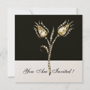 Invitación DIAMOND TULIPS ,Gold Metallic
