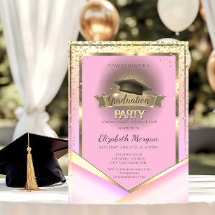Invitación Diamonds Marco Grad Cap Ombre Fiesta de Graduación