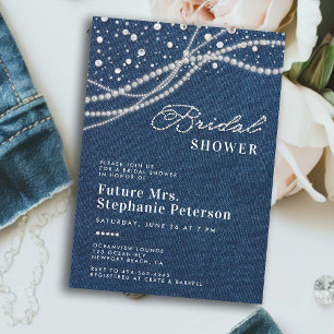 Invitación Diamonds Pearls Elegant Romance Sra Bridal Shower