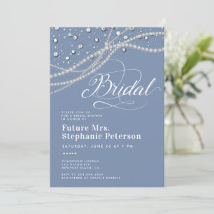 Invitación Diamonds Perla algo azul Sra Bridal Shower