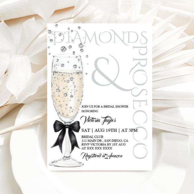 Invitación Diamonds & Prosecco Elegante Arco Despedida de Sol (Subido por el creador)