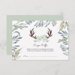 Invitación Diaper Baby Shower de Deer Antler Boy Raffle