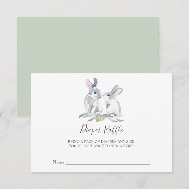 Invitación Diaper Bunny Baby Shower Raffle (Anverso / Reverso)