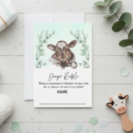 Invitación Diaper Raffle Baby Shower Cow Eucalyptus Farm