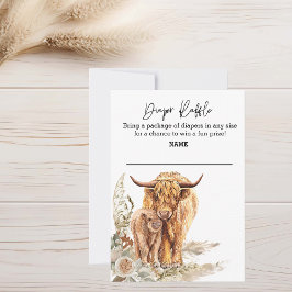 Invitación Diaper Raffle Boho Highland Cow Baby Shower