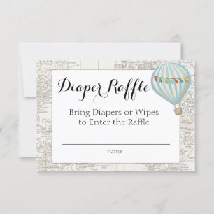 Invitación Diaper Raffle Card Hot Air Balloon Boy