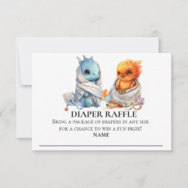 Invitación Diaper Raffle Dragon Phoenix Twins Ducha bebé