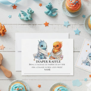 Invitación Diaper Raffle Dragon Phoenix Twins Ducha bebé