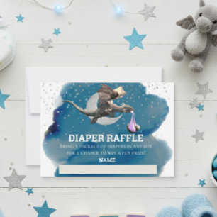 Invitación Diaper Raffle Estrella Plateada Dragón Rosa