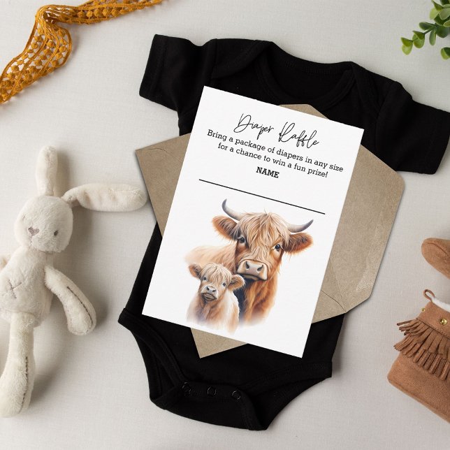 Invitación Diaper Raffle Highland Cow Baby Shower (Subido por el creador)
