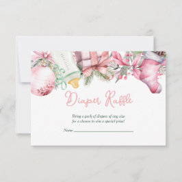 Invitación Diaper Raffle Navidades Santa Pink Baby Shower