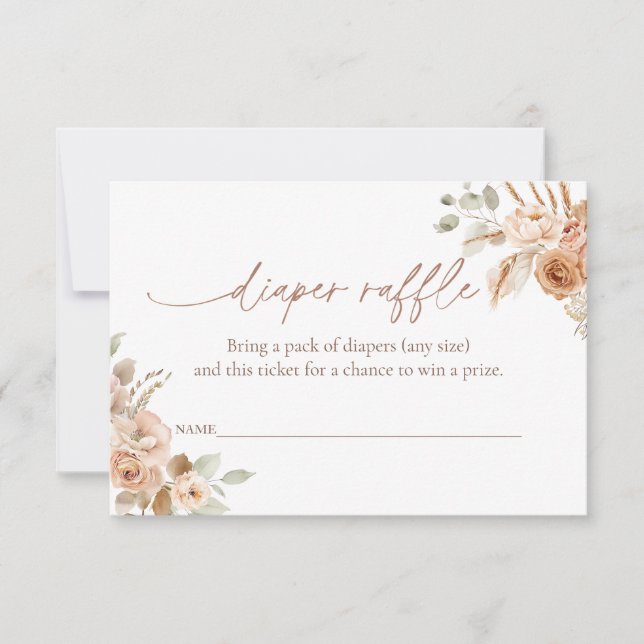 Invitación Diaper Raffle Ticket for Baby Shower Insert Card  (Anverso)