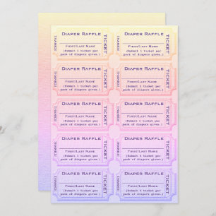 Invitación Diaper Raffle Tickets Cuestan Baby Shower Arcoiris