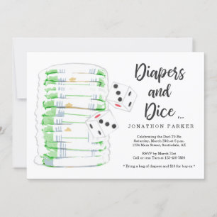 Invitación Diapers and Dice - Fiesta de pañales para chicos /