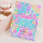Invitación Diapositiva de agua Deslizar almohadilla de almoha<br><div class="desc">Water Slide Splash Pad Birthday Party Tie Dye Glow Invitación Todos los diseños son © PIXEL PERFECTION FIESTA LTD</div>