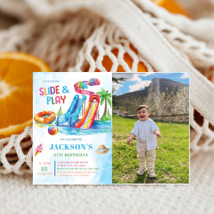 Invitación Diapositiva de agua Foto de fiesta de cumpleaños