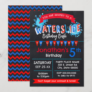 Invitación Diapositiva de agua verano fiesta de cumpleaños az
