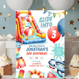 Invitación Diapositiva en la fiesta de cumpleaños de tres gru