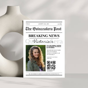 Invitación diario de código qr Quinceañera