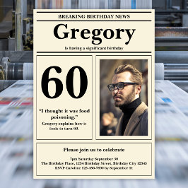 Invitación Diario personalizado 60.º cumpleaños gracioso